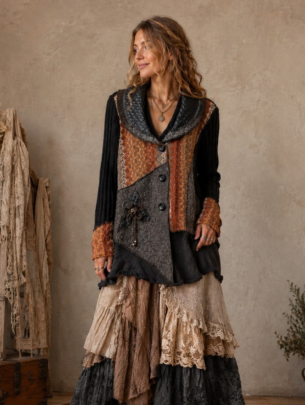 Papa Vancouver Boho Mohair Blend Cardigan Size L Wool Sweater Lagenlook